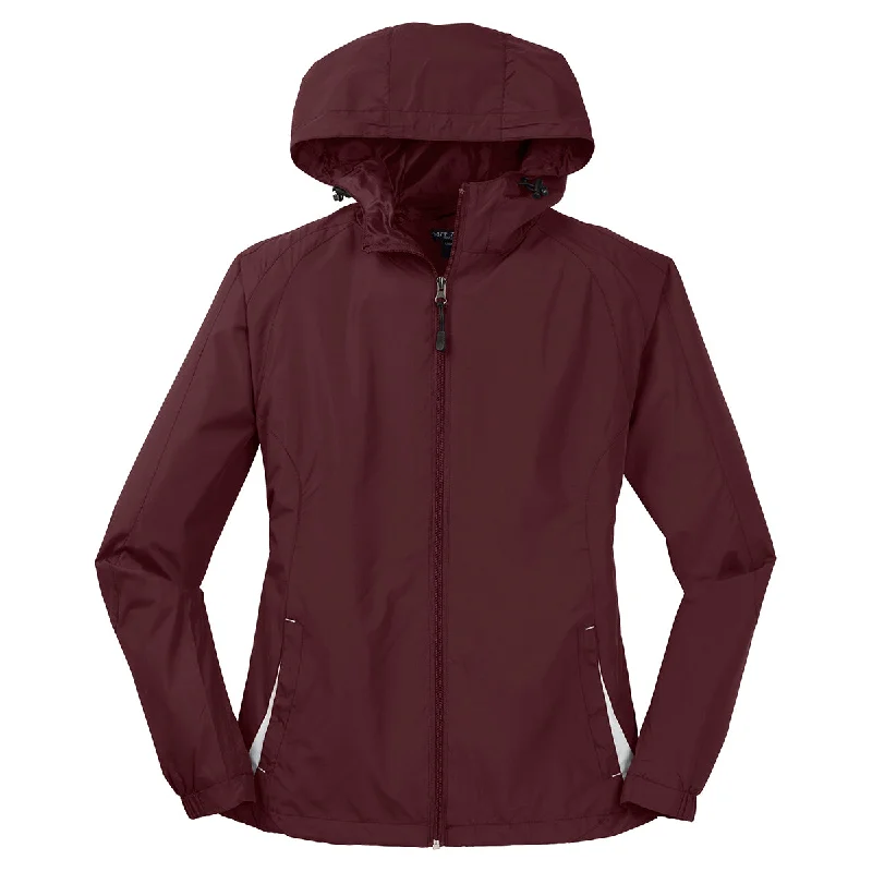 Unique Women's Fashion Pieces Sport-Tek Women's Maroon/White Colorblock Hooded Raglan Jacket