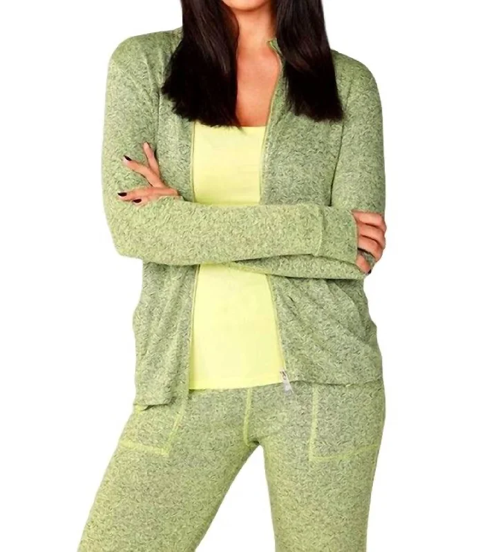 Sophisticated Outfits Melange Zip Jacket In Lime