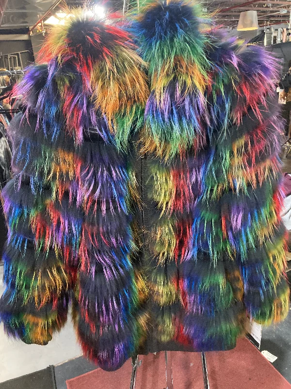 Women's Activewear Outfit Multi color Fur Jacket