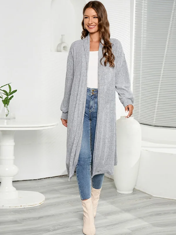 Vibrant Femme Fashion Open Front Long Sleeve Duster Cardigan