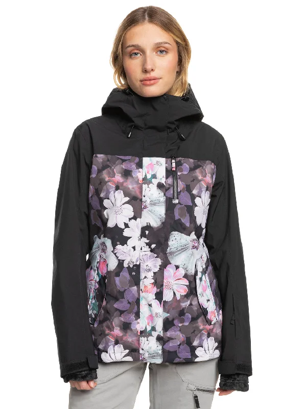 Timeless Elegance Roxy Jetty 3-In-1 Technical Snow Jacket - True Black Blurry Flower