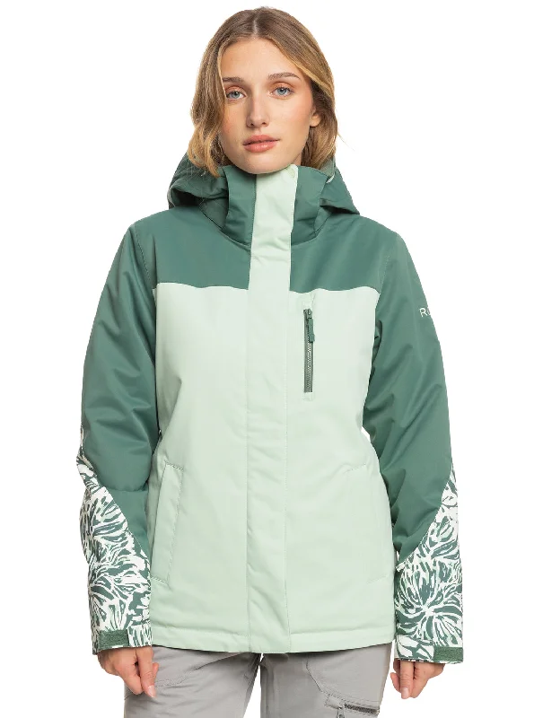 Online Boutique Clothing Roxy Jetty Block Technical Snow Jacket - Dark Forest Wild