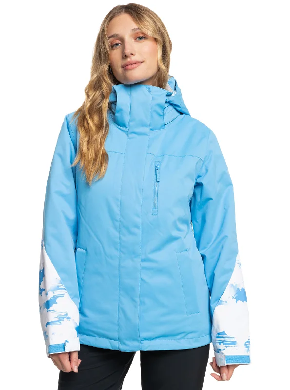 Women Wear Brands Roxy Jetty Block Technical Snow Jacket - Azure Blue Clouds