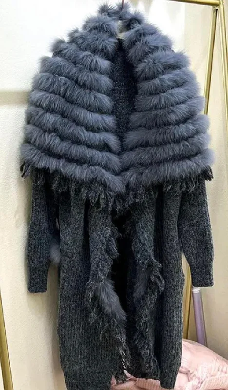 Affordable Online Boutiques Shag grey Rabbit fur one size sweater