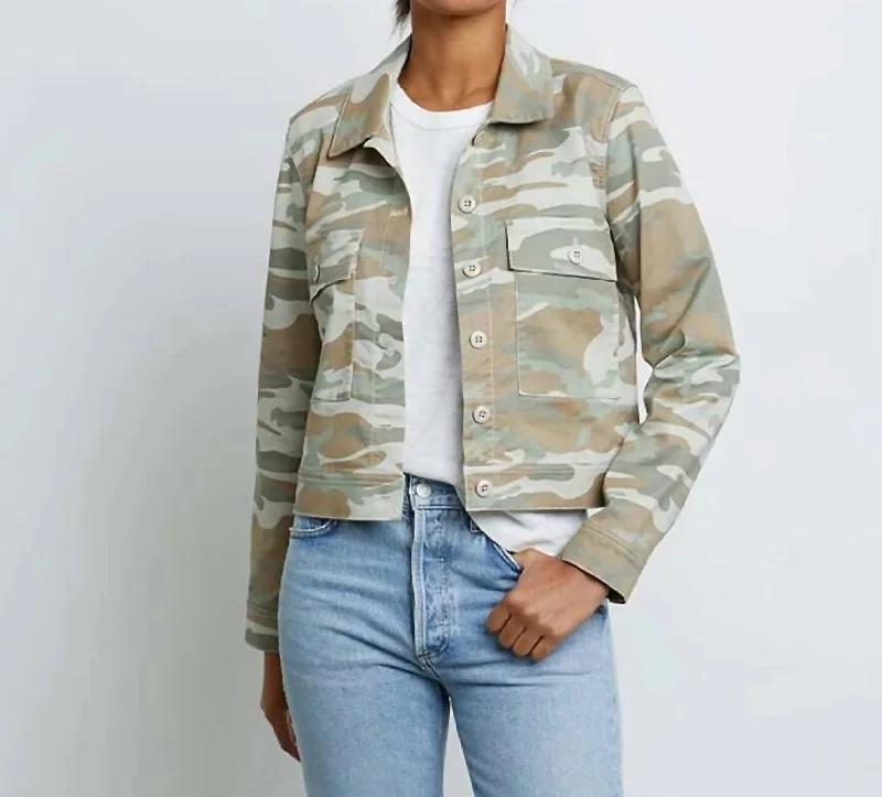 Evening Looks Steffi Camo Jacket In Light Sage Camo