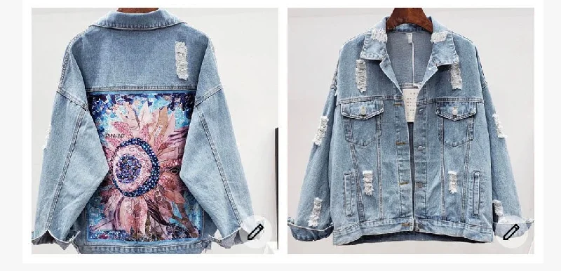 Clothes Of Woman Sun Flower denim jacket