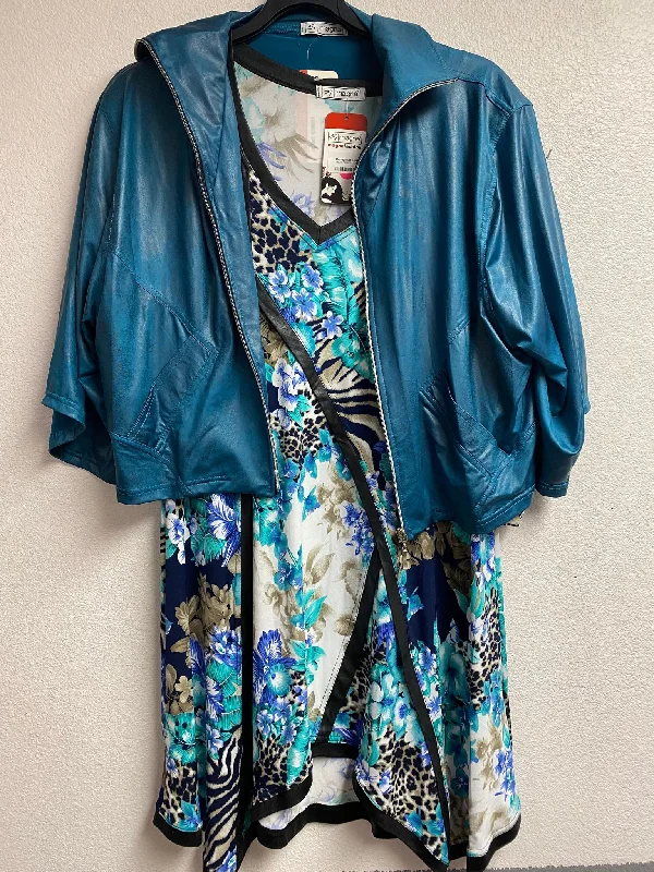 Clothes Sales Turquoise crop leatherette jacket set