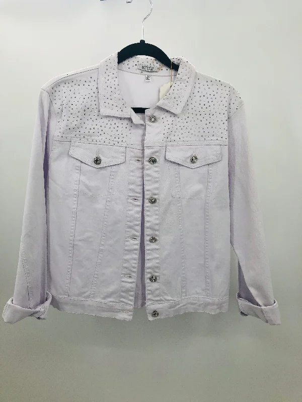 Feminine Dresses for Women in Bold Prints White/Rhinestone Denim Jacket