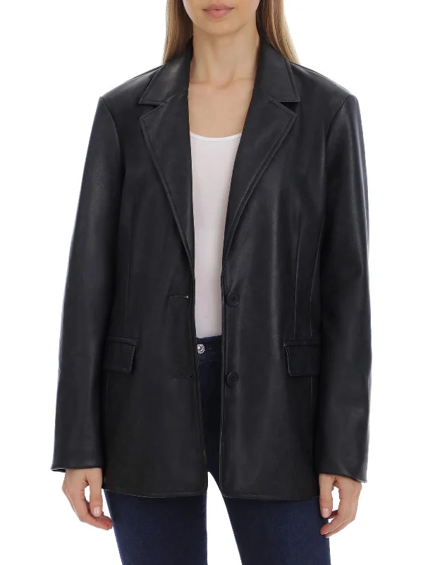 Best Online Clothing Boutiques Womens Faux Leather Cold Weather Shirt Jacket