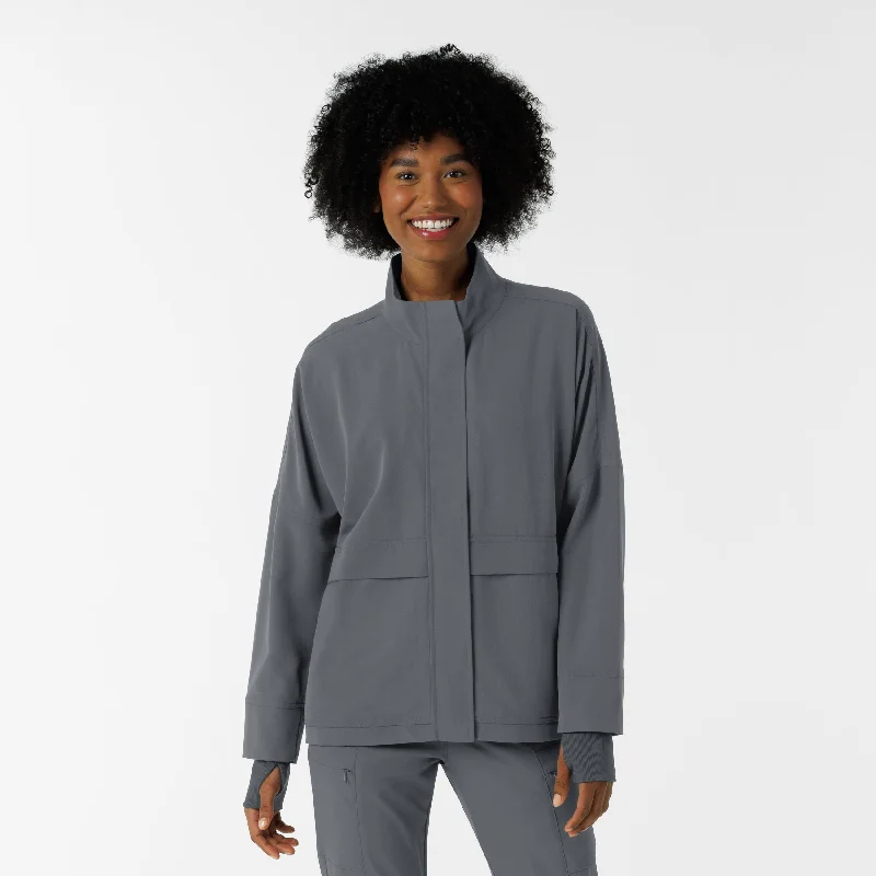 Affordable Women's Fashion Women's Germs Happen Packable Scrub Jacket - Pewter