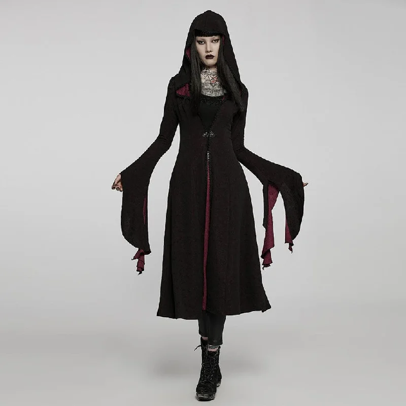 Women's Night-Out Outfit Women's Gothic Flare Sleeved Maxi Coat with Hood