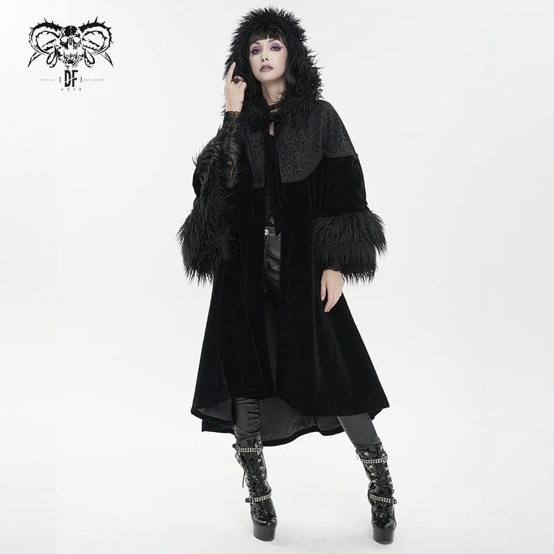 Season Sale Women's Gothic Fluffy Splice Embossed Cloak