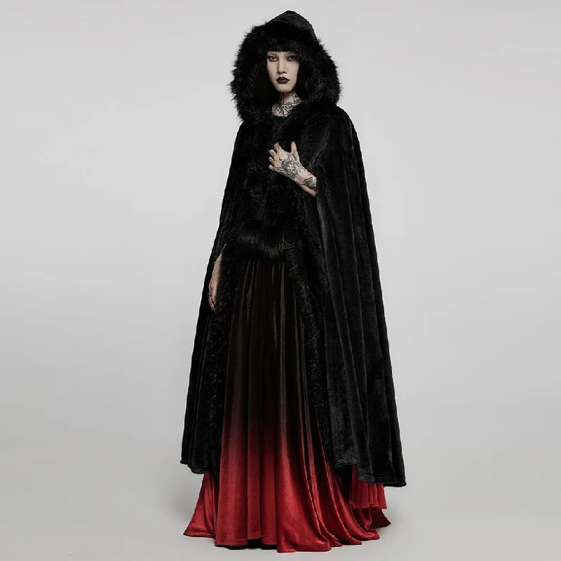 Best Clearance Sales Right Now Women's Gothic Punk Faux Fur Long Cloak