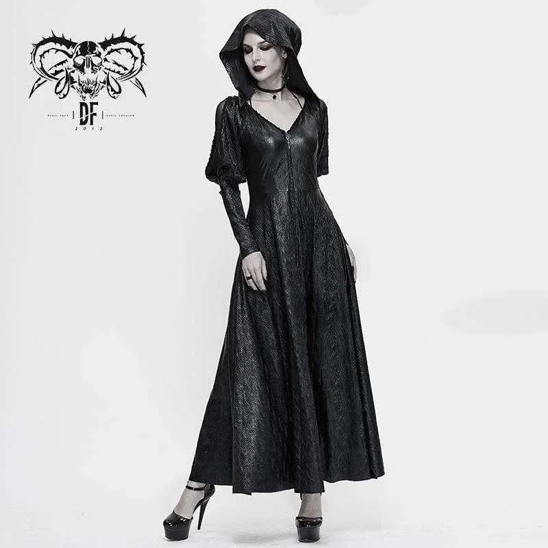 Bold Fashion Women's Gothic V-neck Front Zip Coats With Hood