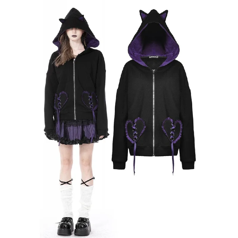 Women's Apparel And Garments Women's Grunge Bat Wing Coat with Cat Ears Hood