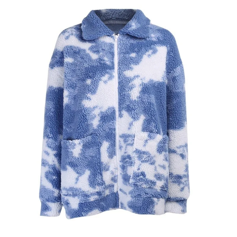 Women's Everyday Attire Women's Grunge Tie-dyed Sherpa Coat