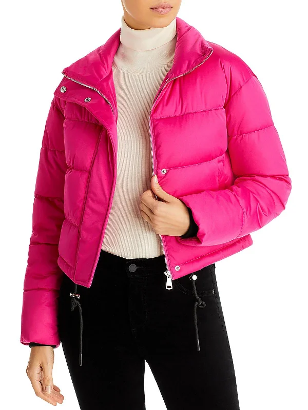 Fashion Forward Womens Quilted Crop Puffer Jacket