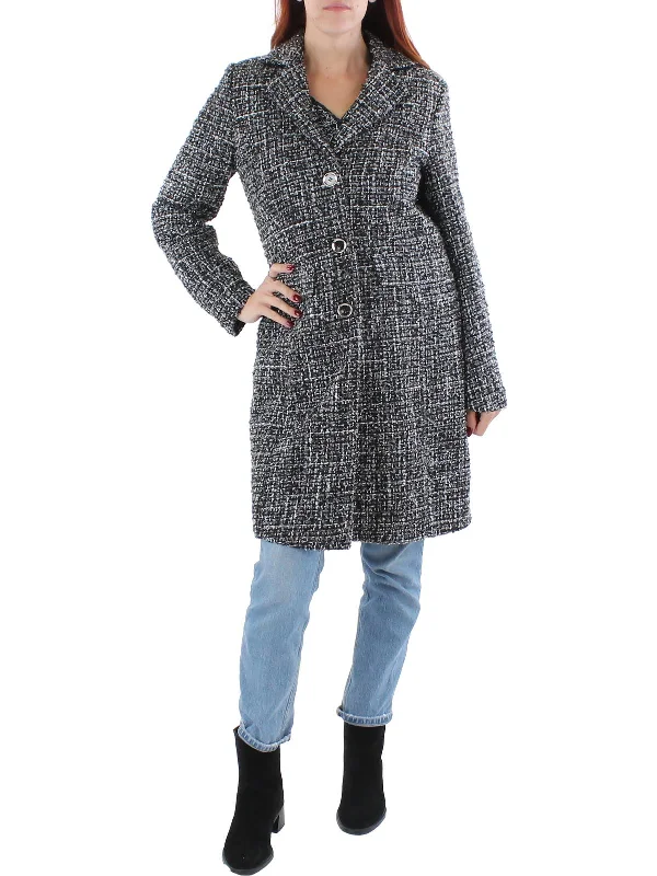 Elegant Women's Fashion Womens Tweed Metallic Walker Coat