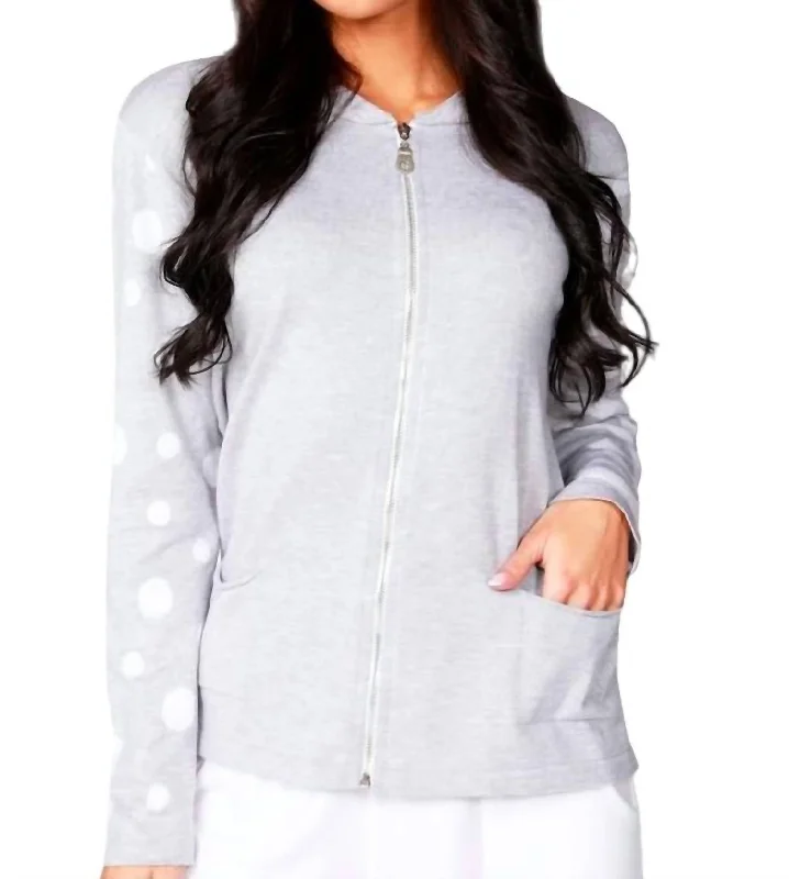 High End Women's Wear Zip Bomber Jacket In Silver