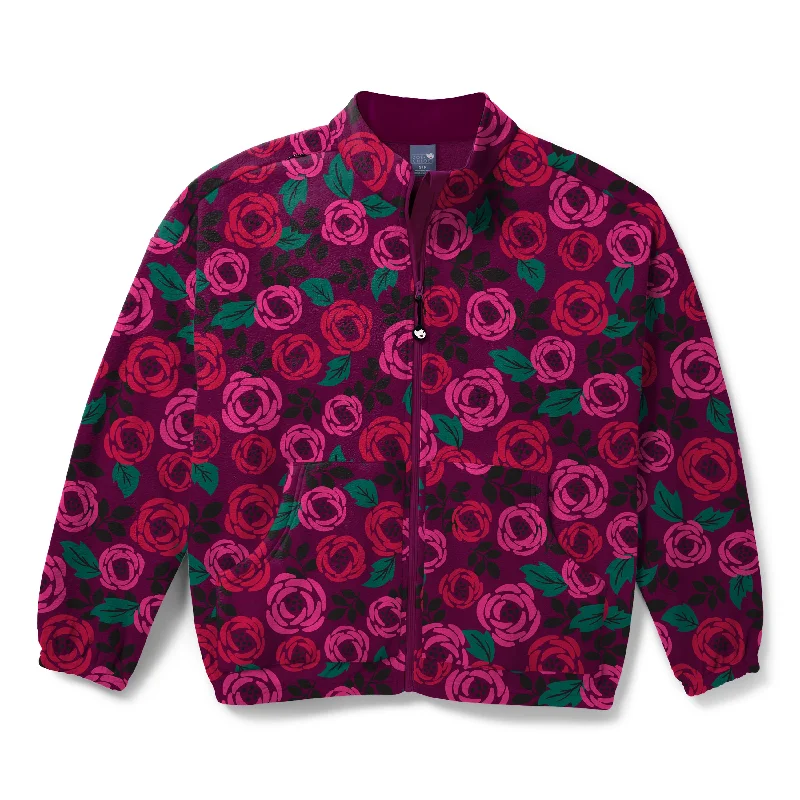 Feminine Dresses for Women in Bold Prints Zoe+Chloe Boxy Fit Printed Fleece Jacket - Rosey Posey