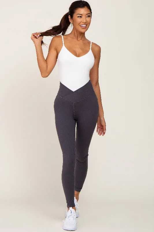 Fashion Essentials Charcoal Crossover Waist Leggings