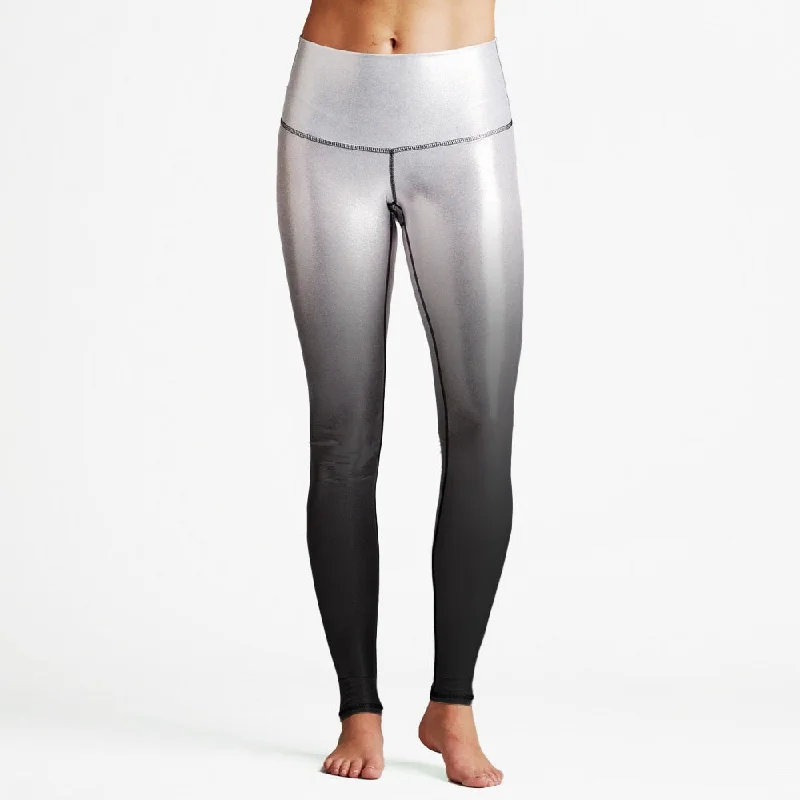 Sophisticated Style Silver / Black Foil High Waist Womens Yoga Leggings