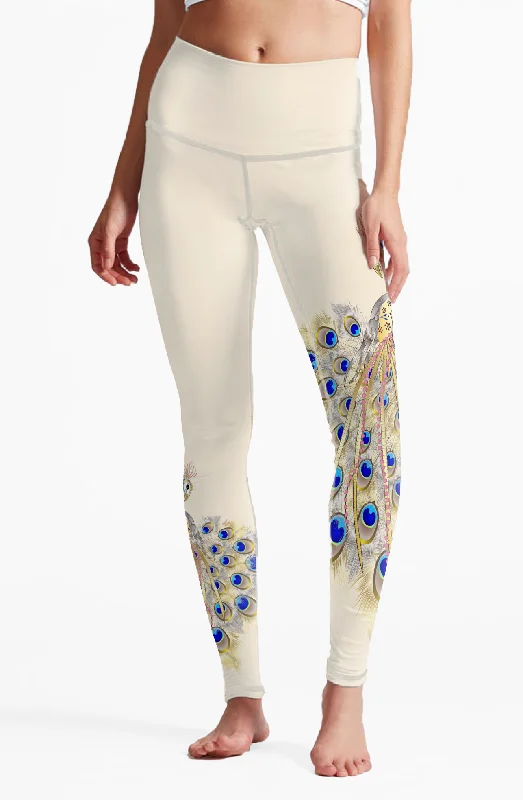 Women's Weekend Outfit Eco Recycled Fabric Peacock High Waist Womens Yoga Leggings