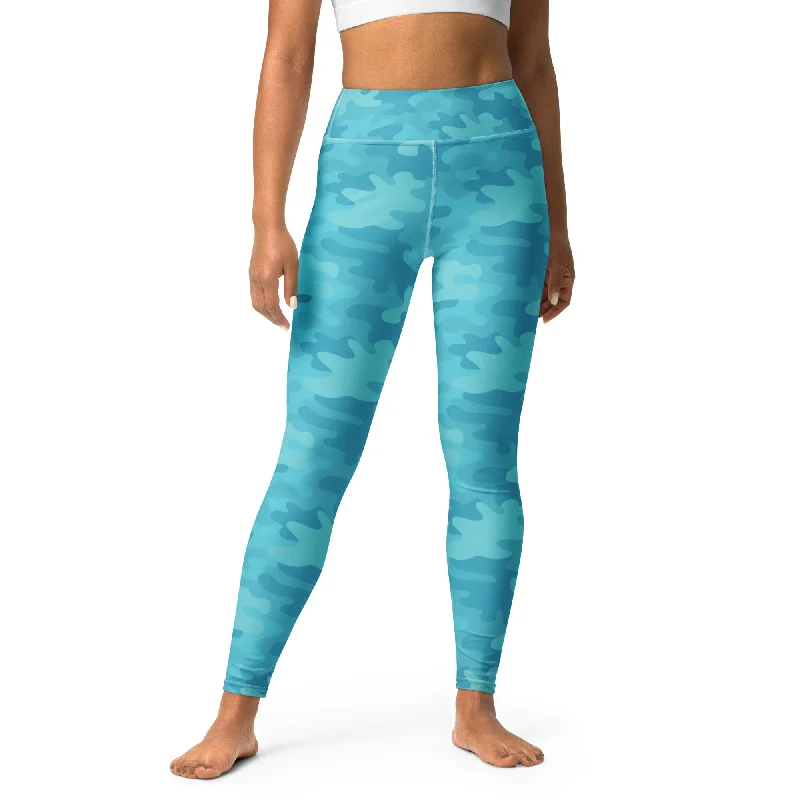 Women's Contemporary Apparel ELEVATED ESSENTIALS, BOOTY BOOSTING HIGH WAISTBAND LEGGING TURQUOISE CAMO