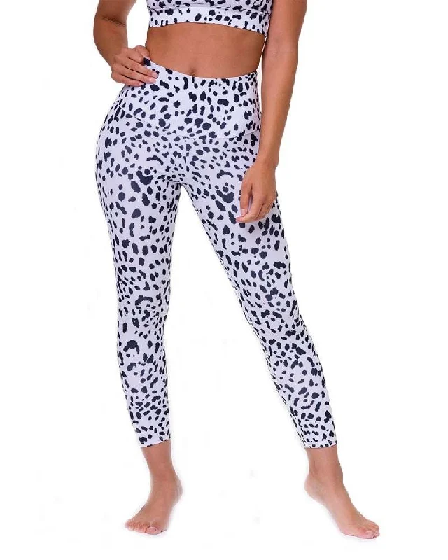 Vintage Women's Fashion High Basic Midi White Cheetah Legging