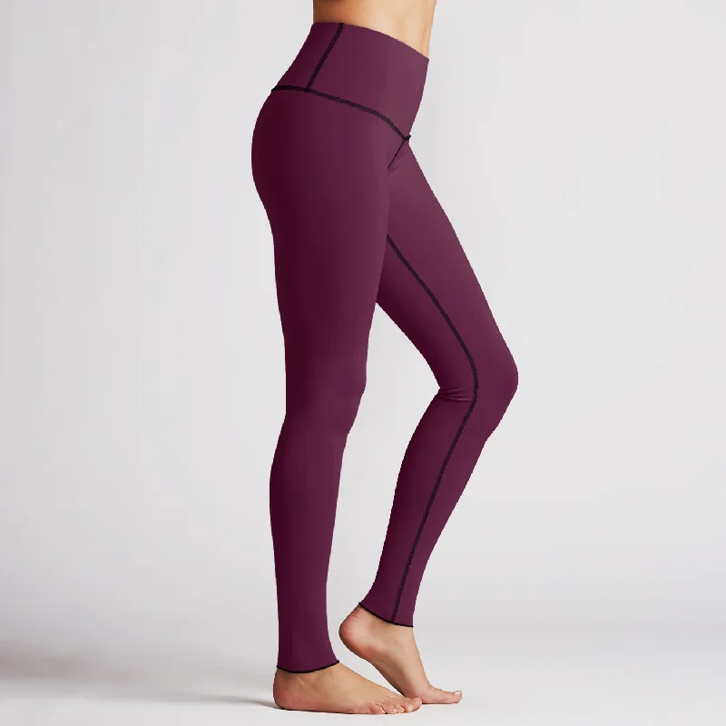 Women's Athleisure Apparel Solid Berry High Waist Reversible Womens Leggings