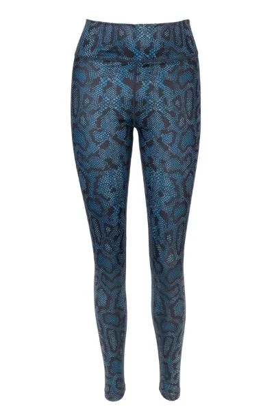 Save Big Sssssavasana Blue Snake Print Eco-Friendly Yoga Pants