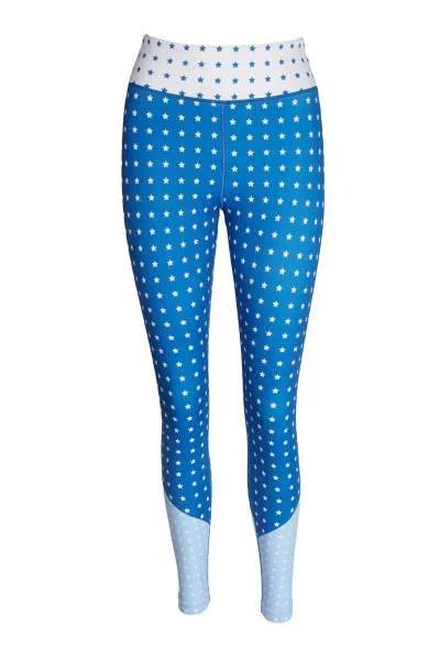 Casual Wear Stardust Blue Star Print Yoga Leggings