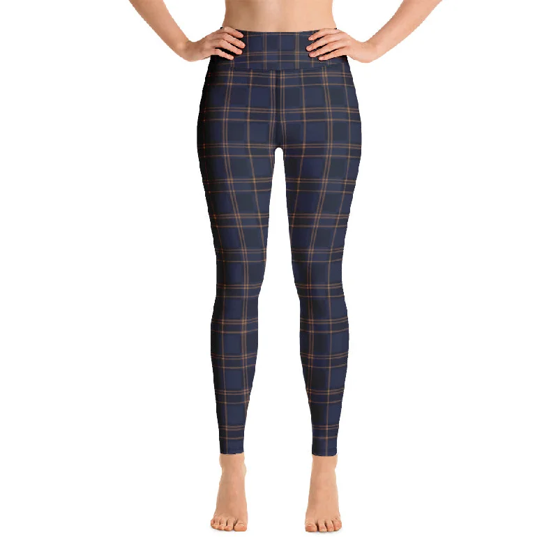 Affordable Women's Garments ELEVATED ESSENTIALS, BOOTY BOOSTING HIGH WAISTBAND LEGGING VINTAGE PLAID NAVY AND BLACK