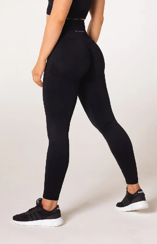 Women's Clothing Stores Define Seamless Scrunch Leggings - Black Marl