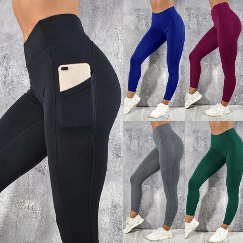 Best Online Boutiques For Women Women's Solid Workout Leggings with Pockets